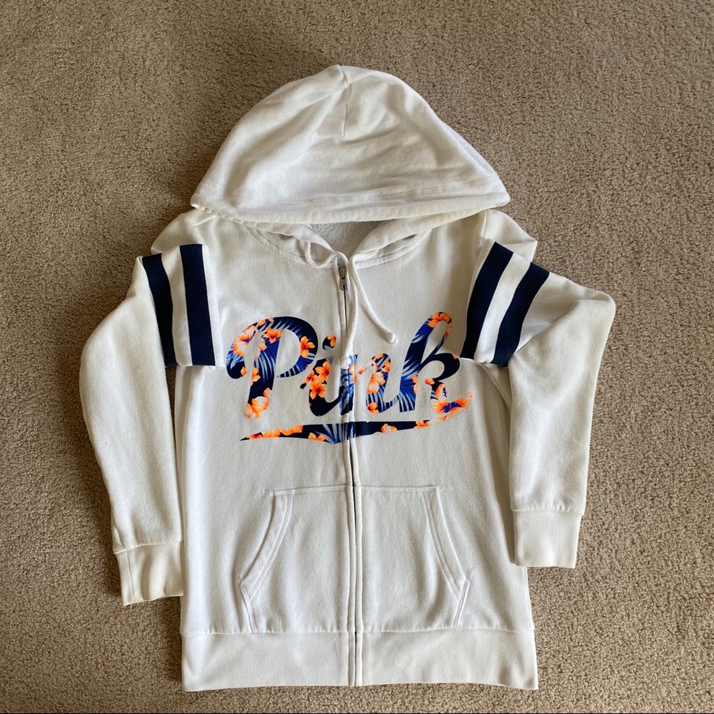 PINK | Floral Zip Up Hoodie